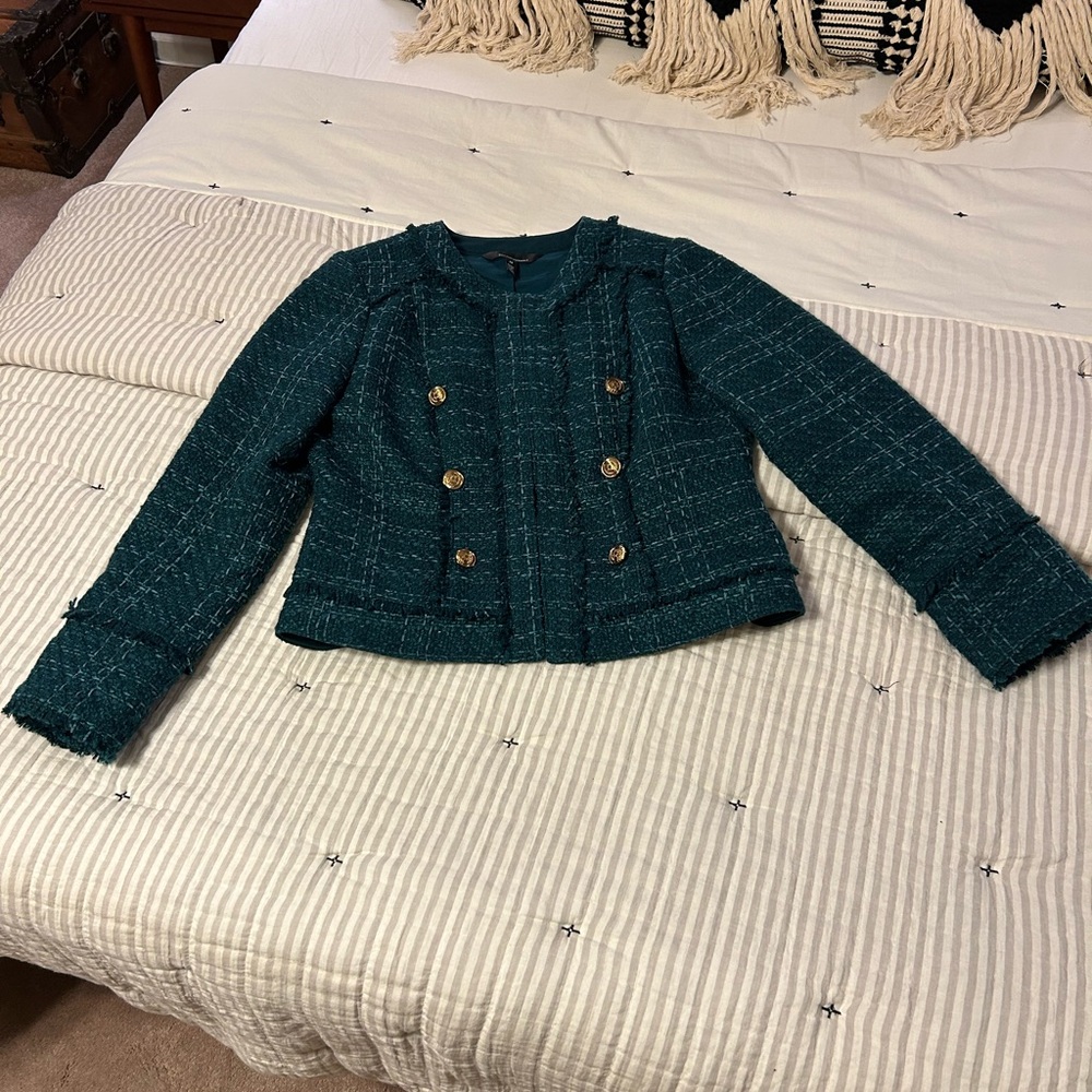 WHBM Teal Tweed Jacket